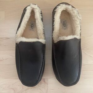UGG Men's Brown Leather Ascot Slippers